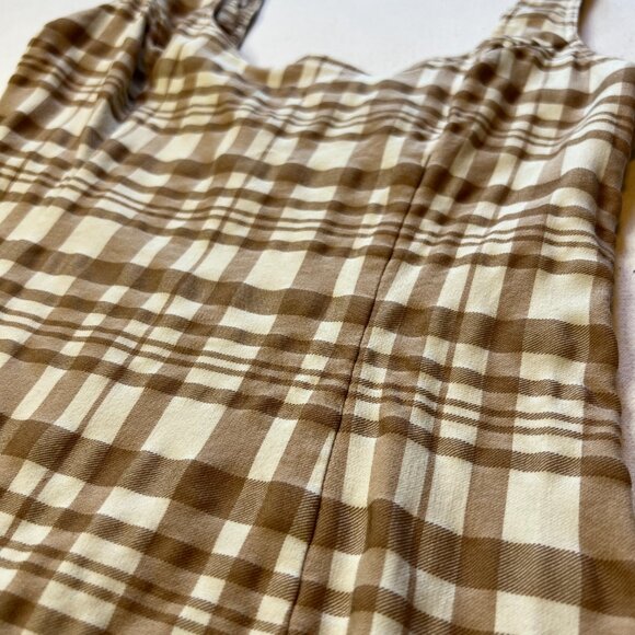 Brown & White Plaid Fitted Mini Dress Forever 21 Size Medium - Picture 5 of 11